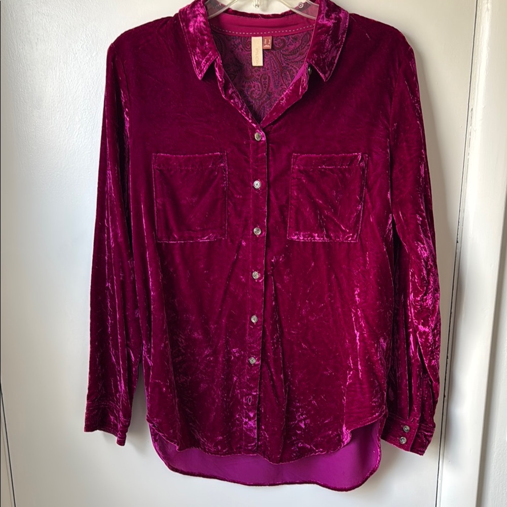 Pilcro Velvet Button-Up Shirt